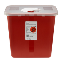 Kendall Healthcare Multi-Purpose Sharps Container with Rotor Lid 2 gal, 8 qt, Red, 10" H x 7-1/4" D x 10-1/2" W
