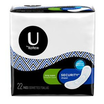 U by Kotex Security Maxi Pads, Long Super, Fragrance-Free, 22 Count