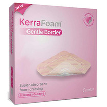 Crawford KerraFoam Silicone Retention Absorbent Dressing, Gentle Border, Small Sacrum, 6.7'' x 6.9''