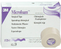 3M Microfoam Hypoallergenic Elastic Foam Surgical Tape, 1" x 5-1/2 yds (Stretched)