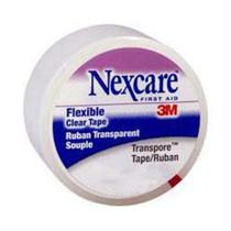 3M Nexcare Transpore Plastic Hypoallergenic Porous First Aid Surgical Tape 1" x 10 yds, Clear, Flexible, Water Resistant, Latex Free, Carded, Dispenser, Individually Wrapped