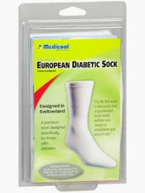 Medicool Inc European Diabetic Comfort Socks, White, XL