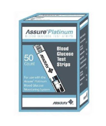 Assure platinum glucose test strip, 0.5l sample size, 7 second test time, 20 to 600mg/dl results range