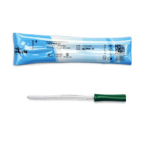 Pre-lubricated 14 Fr Catheter, Sterile, Female, 6", Straight Tip