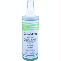 Dermarite Clean & Free® Cleanser 8Oz, No-rinse, pH-balanced