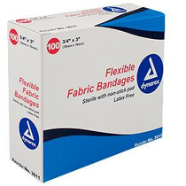 Dynarex Flexible Fabric Adhesive Bandage 3/4" x 3", Sterile, Latex-free