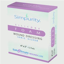 Safe n' Simple Simpurity™ Foam Wound Dressing, Silver Silicone, 4" x 5"