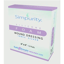 Safe n' Simple Simpurity™ Foam Wound Dressing, Silver Silicone, 6" x 6"