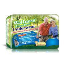 Wellness® Absorbent Underwear, Medium 19" to 30" Waist