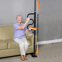 Security Pole And Curve Grab Bar, Black