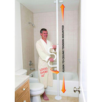 Security Pole And Curve Grab Bar, White