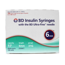 BD Ultra-Fine Insulin Syringe 6mm Needle 1ml 31g