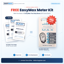 EasyMax Meter Free with Purcase of 3 Boxes of EasyMax Blood Glucose Test Strips 50 ct