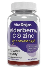 VitaDrops Elderberry, C & Zinc Gummies - Berry Flavor 60ct