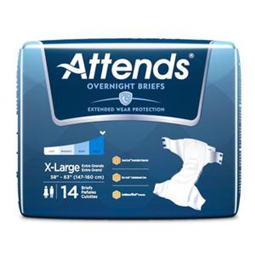 AttendsOvernight Briefs, XL, 58" to 63" Circumference