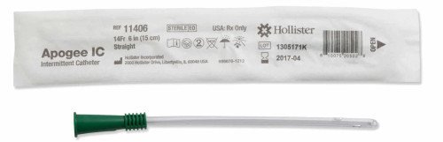 Apogee essentials intermittent catheter, 14 fr, 6" length, pvc straight tip non-lubricated catheter.