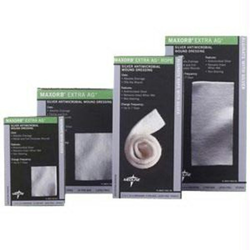 Maxorb Extra Ag Silver Alginate Sheet Dressing 4" X 8" Rectangle Maxorb Extra Ag Silver Alginate Sheet Dressing 4" X 8" Rectangle
