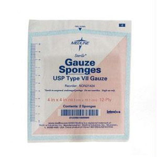 Woven Gauze Sponge Sterile 2's, 4" X 4", 12-ply