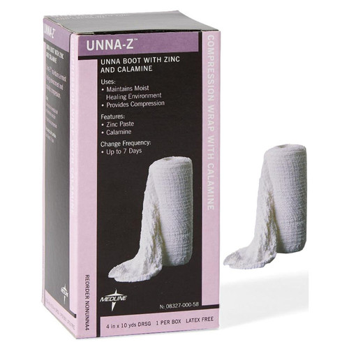 Unna-z Zinc Oxide Impregnated Gauze Bandage With Calamine, 4" X 10yd