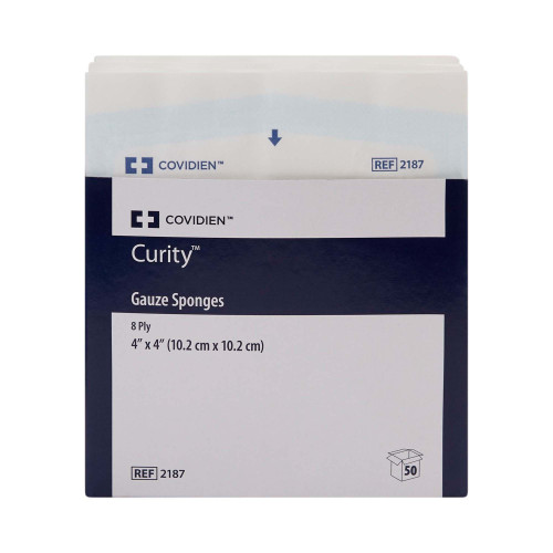 Curity sterile gauze sponge 4" l x 4" w, 8 ply, sterile 2's.