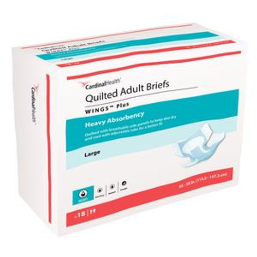 Cardinal Health, Quilted Adult Briefs, Wings Plus, Large, 45" - 58" Cardinal Health, Quilted Adult Briefs, Wings Plus, Large, 45" - 58"