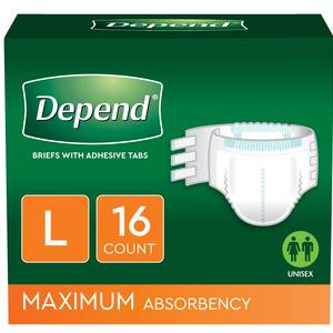 DependProtection with Tabs Incontinence Underwear, Maximum Absorbency 35" to 49" Waist, Large - Replaces 6949175