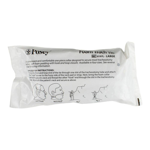 Posey Company Foam Trach Ties 23-1/2" x 1" Large, Adult Necks 13" to 24", One-Piece Collar