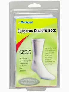 Medicool Inc European Diabetic Comfort Socks, White, XL
