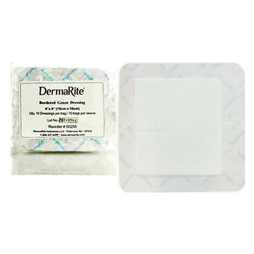 Gauze Wound Dressing With Adhesive Border, 4" X 4"