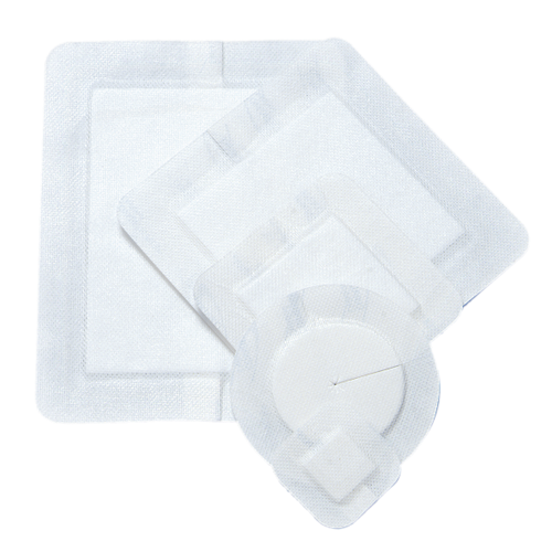 DeRoyal CovadermPlus Tube Site Wound Dressing, Non Adherent, Breathable 4" Dia Circular Tape with 2" Radial Slit, 2-1/2" Dia