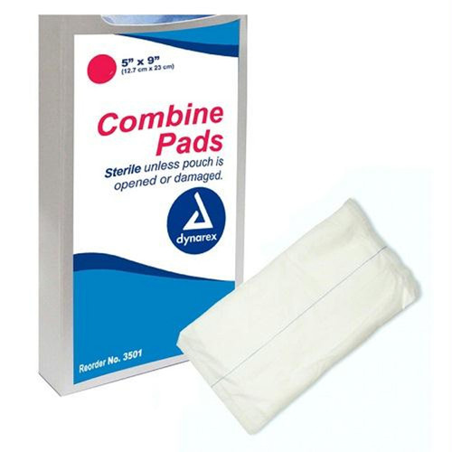 Dynarex Non-Adherent Combine Pad, Sterile 5" x 9"