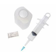 Amsure piston irrigation kit with 500ml graduated container, poly pouch.