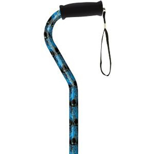 Alex Orthopedic Offset Handle Cane Blue Peacock