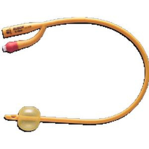 Teleflex Medical Inc Gold 2-Way Silicone Coated Latex Foley Catheter 20Fr 16" L, 5cc Balloon Capacity, Yellow Tip