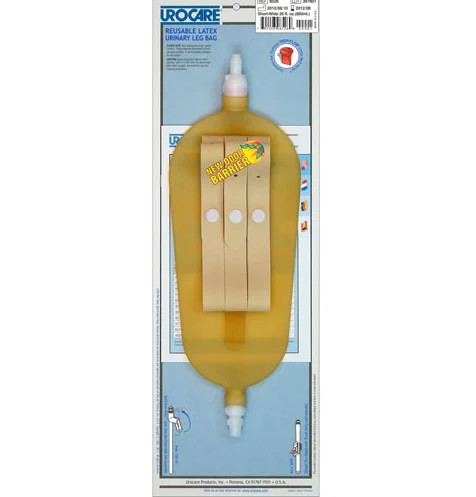 Urocare Products Inc Urinary Leg Bag with Odor Barrier Large 16-3/4" x 4-3/4", Anti Reflux Valve, Latex, Reusable 32 oz
