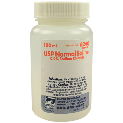 Nurse Assist USP Normal Sterile Saline For Irrigation with Screw Top Container 100mL
