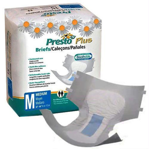 Presto Breathable Brief, Value Plus Absorbency, Medium, White Presto Breathable Brief, Value Plus Absorbency, Medium, White