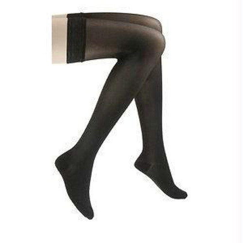 Sigvaris EverSheer Women's Thigh-High Compression Stockings with Grip-Top, Black, Closed Toe, Medium Long, 20 to 30 mmHg Compression