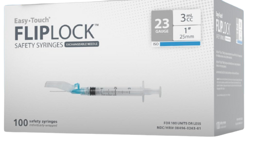 EasyTouch Safety Syringe 23g FlipLock W/ Exchange Needle 100ct (822331)