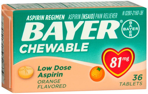 Bayer Chewable Aspirin 81mg Orange 6x 36ct (216ct Total)