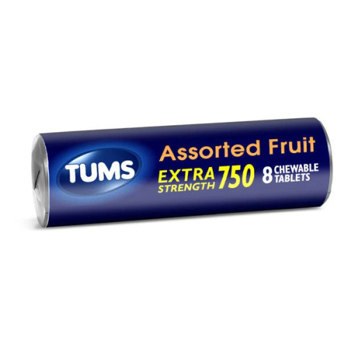 TUMS Extra Strength Chewable Tablet Rolls Assorted Fruit 8Ct