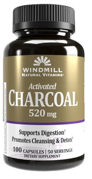 Activated Charcoal 520 mg. Capsules 100ct