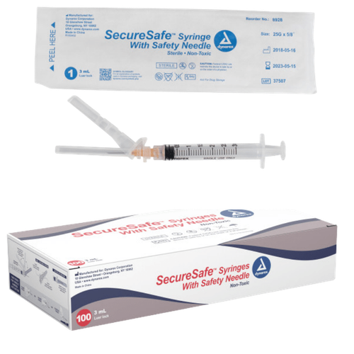 Dynarex Syringe 3cc Luer Lock 25G 1in Needle Bx/100