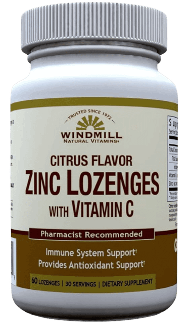  Windmill Zinc Lozenges with C Citrus Flavor 60ct