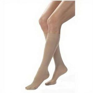 BSN JobstWomen's Opaque Knee-High Moderate Compression Stockings, Closed Toe, Small, Natural