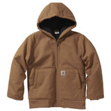 Carhartt Boy's Active Flannel Quilt-lined Hoodie BROWN M-10/12