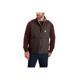 Carhartt Mens Loose Fit Washed Duck Sherpa Lined Mock-Neck Vest Dark Brown 2XL Tall