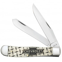 Case Trapper Chevrolet Embellished Smooth Natural Bone Handle 3.25", 3.27"