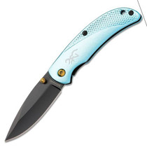 Browning Prism III Folding 2.38" Black Drop Point Sky Blue Aluminum