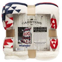 Carstens Wrangler Red, White, and Blue Southwest Plush Sherpa Throw Blanket